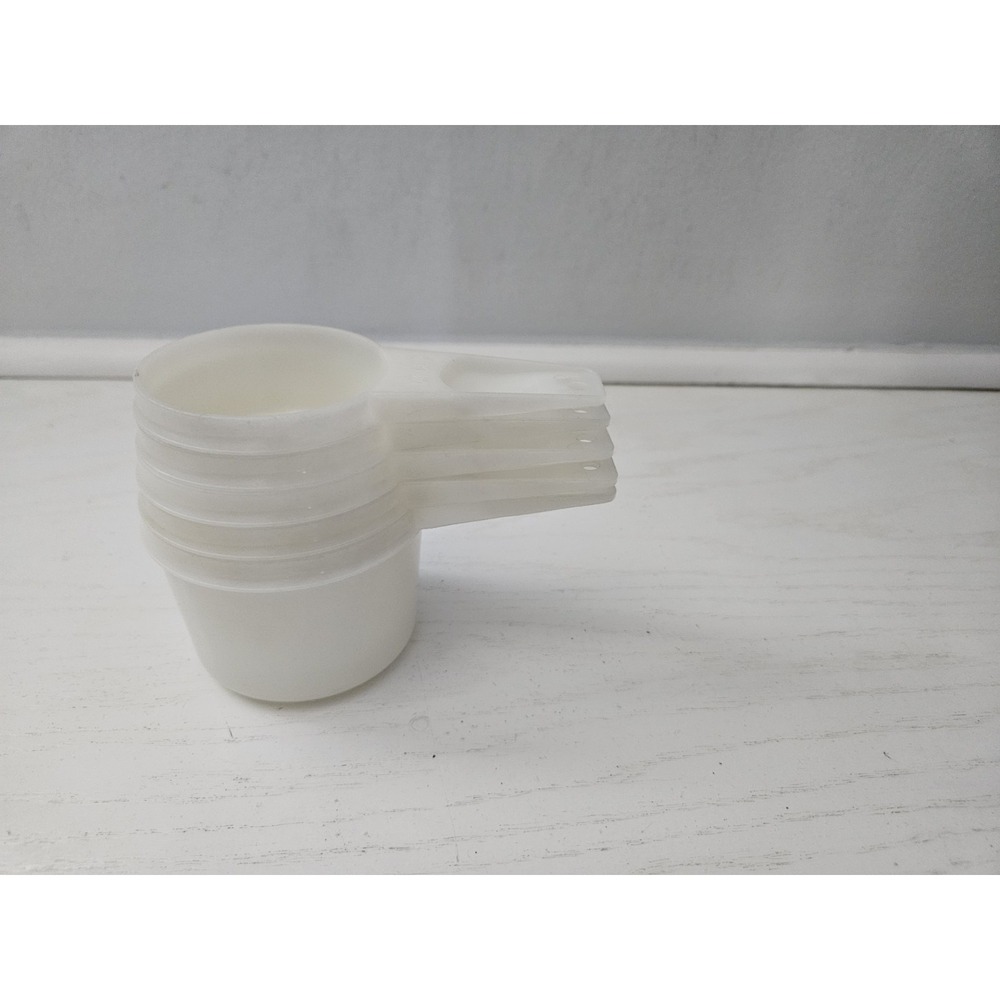 Vintage Tupperware Measuring Cups Sheer White Stacking Nesting - Set‎ of 5